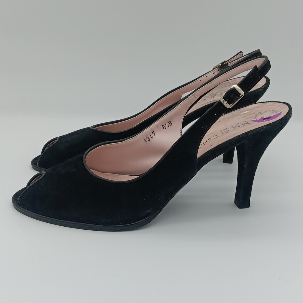 Max de Carlo Suede Peep-Toe Heels - Picture 3 of 8